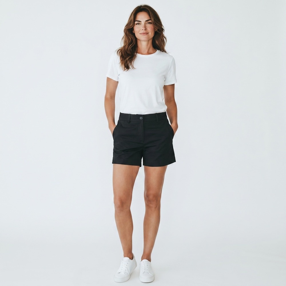 Ann Taylor Womens‎ Black Chino Shorts Side Zip Cotton Stretch Petite 00P